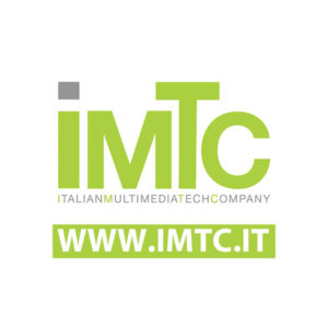 Logo IMTC - Italian Multimedia Tech Company con indirizzo internet - verde acido su campo bianco